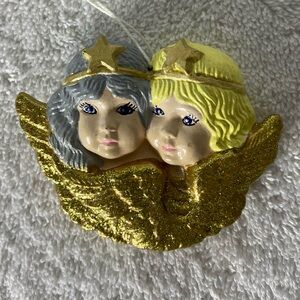 Vintage Hand Painted Angel Cherub Ceramic Christmas Tree Ornament